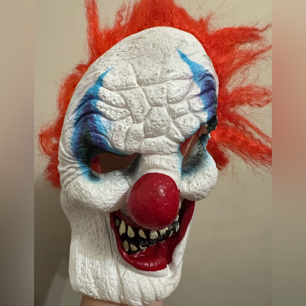 Halloween, Vibrant Adult Clown Mask with Red and Blue Accents